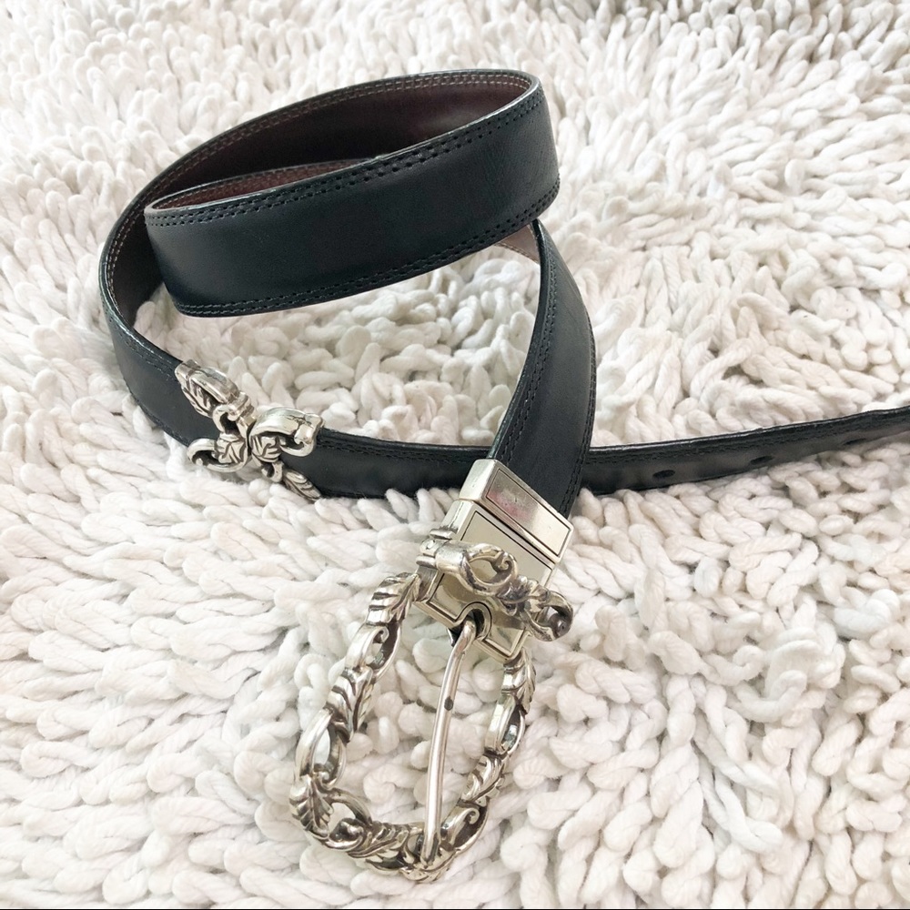 VINTAGE 90’s black brown reversible statement belt